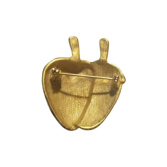 Vintage Enamel Strawberry Brooch with Gold Stem - Picture 4 of 7